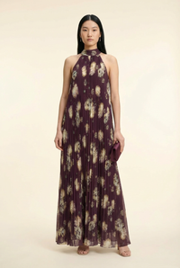 Rosie Mock-Neck Pleated Chiffon Maxi Dress - Model #1