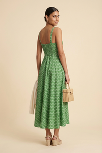 Style by Simkins Margo Printed Poplin Sweetheart Neck Dress - Model #4