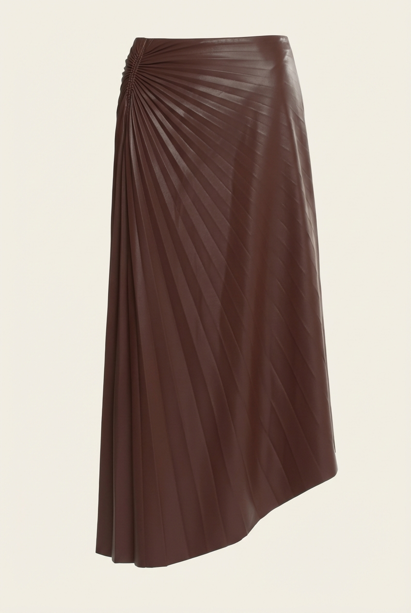 Pleated Accents Midi Length Skirt - Front