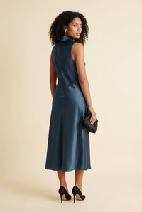 Ulani Satin Sleeveless Midi-Dress - Model #4