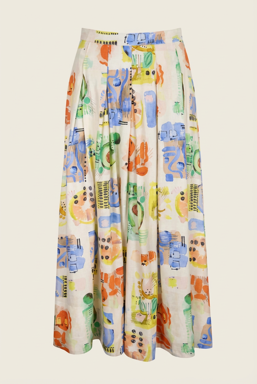 Alexis Citrus Grove Print Skirt - Front