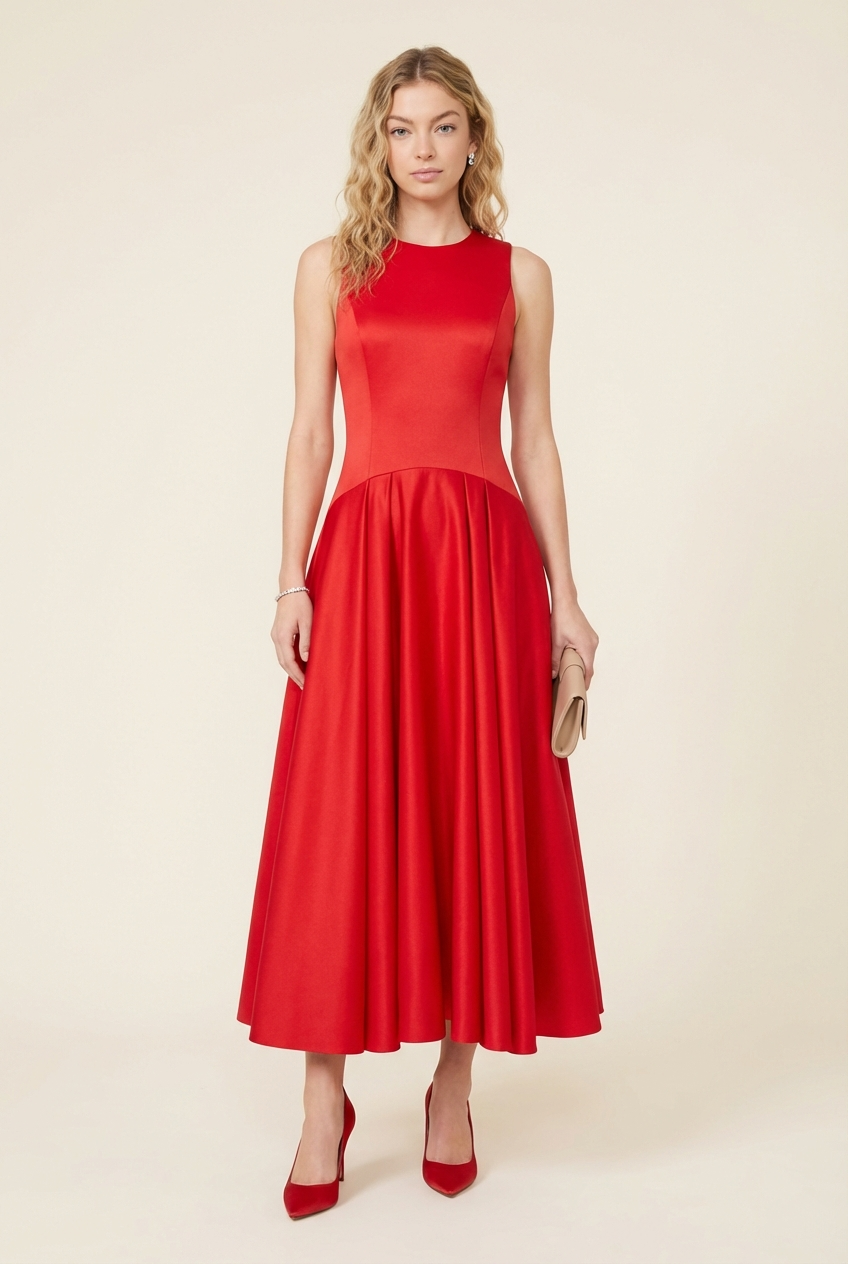 Adley Drop Waist Midi Dress - Model #1