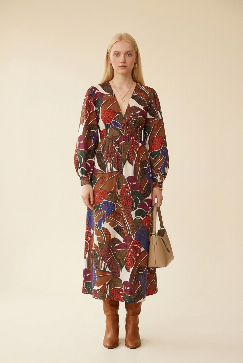 Deep V-Neck Maxi Dress - Model #1