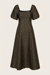 The Matilda Dress in Metallic Brocade - Front