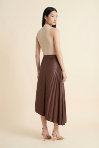 Pleated Accents Midi Length Skirt - Model #4