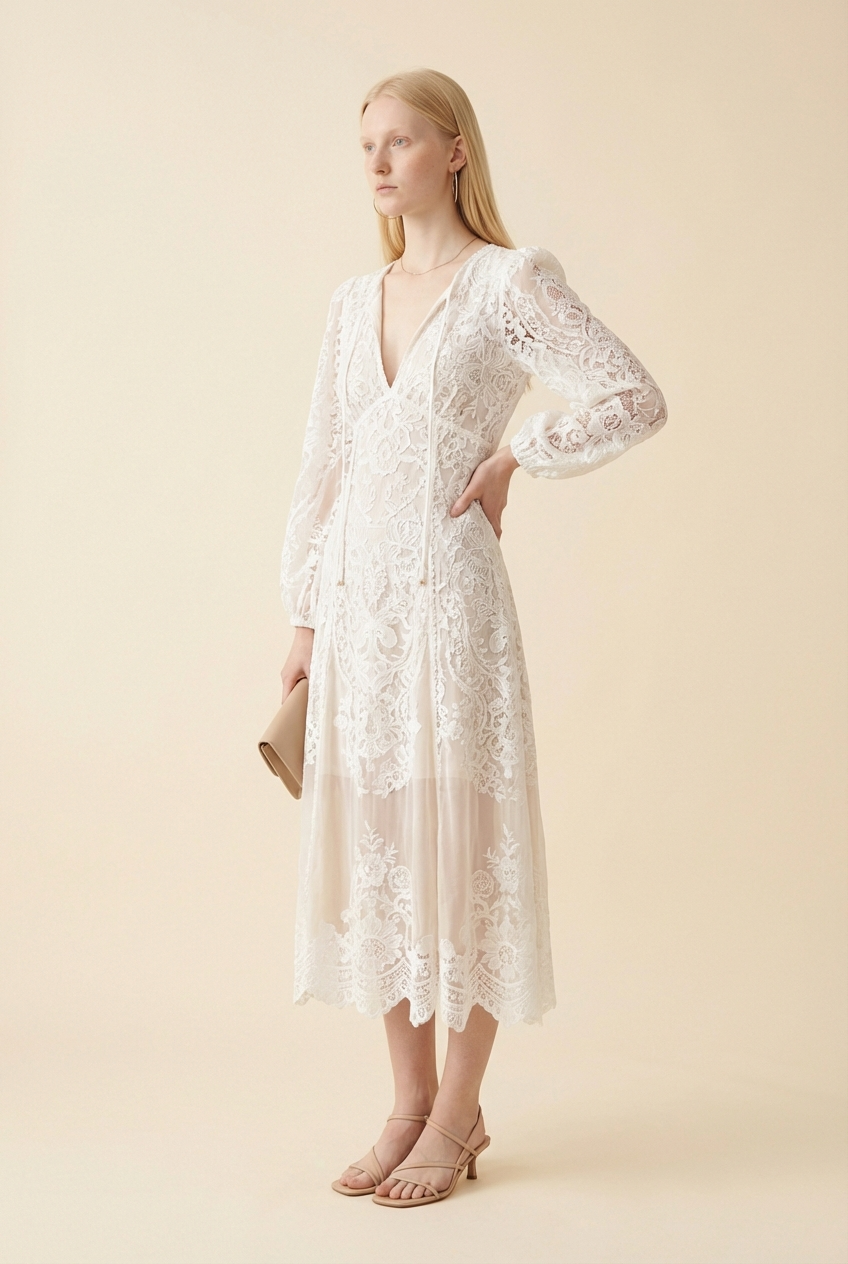 Gossamer Scallop Short Dress - Model #2