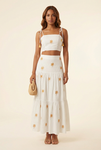 Palm Embroidered Skirt