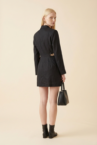 Black Mini Dress with Brown Belt - Model #4