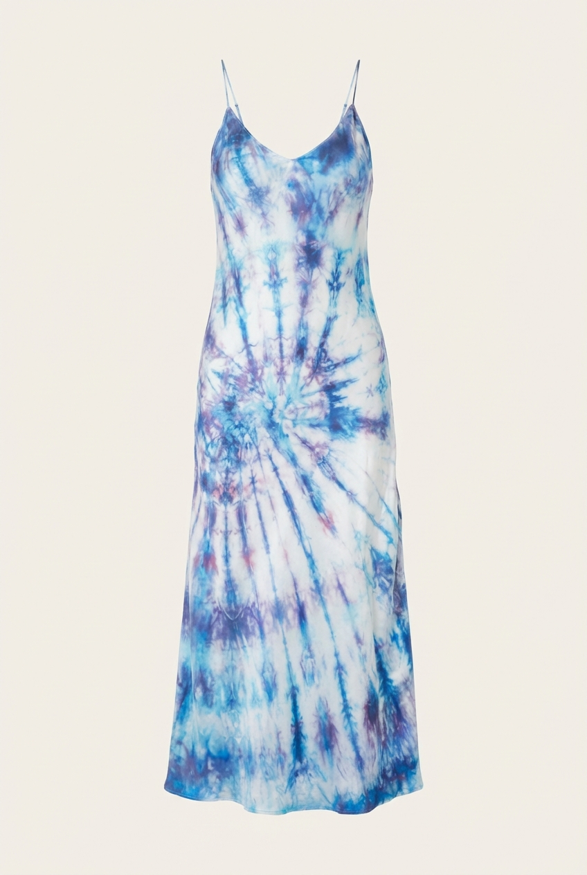 Silk Tie Dye Slip Dress - Front