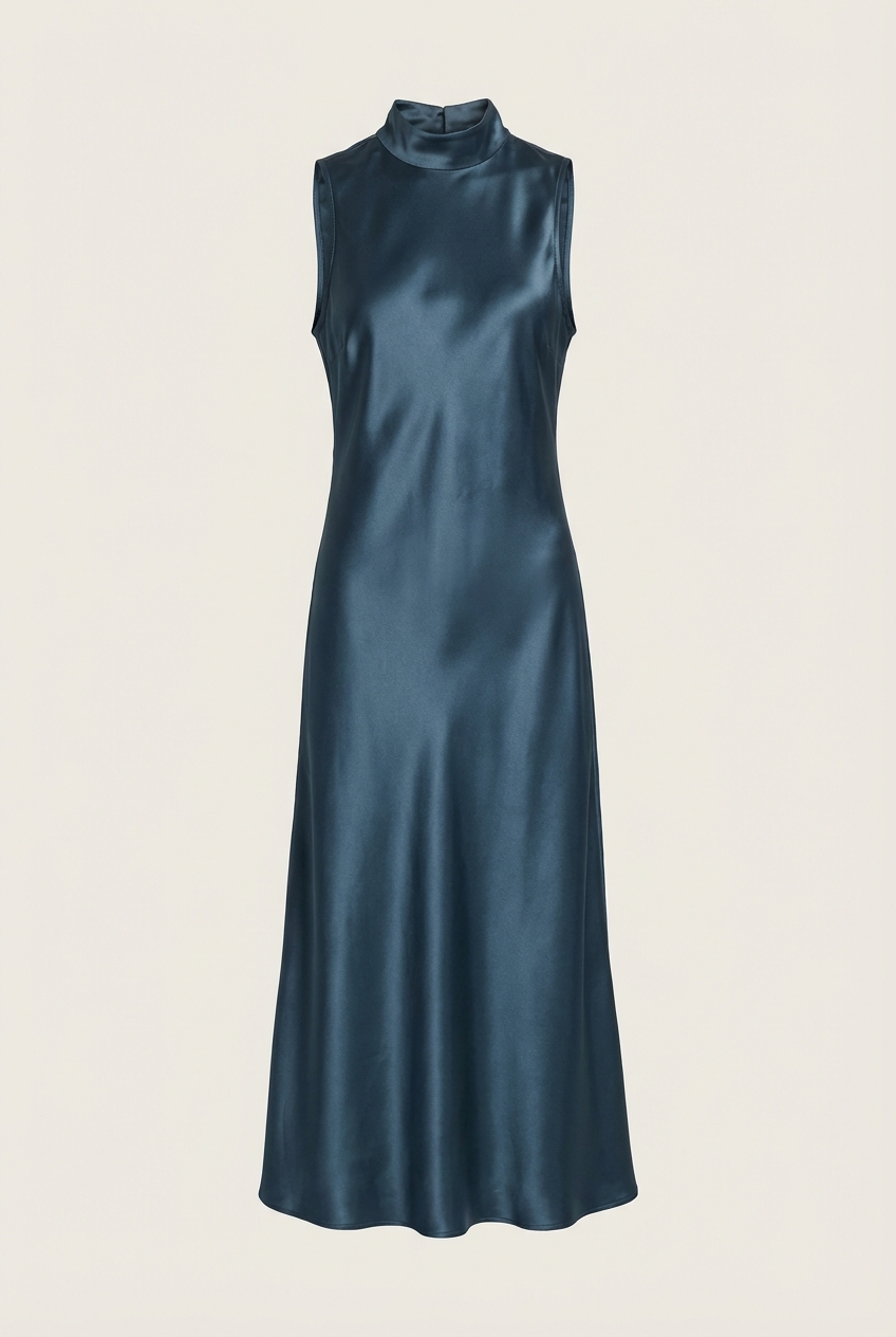 Ulani Satin Sleeveless Midi-Dress - Front