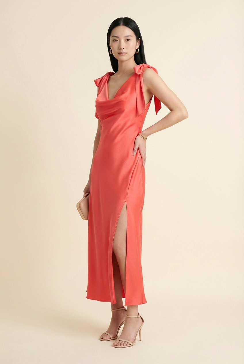 Allexina Satin Midi Dress - Model #2