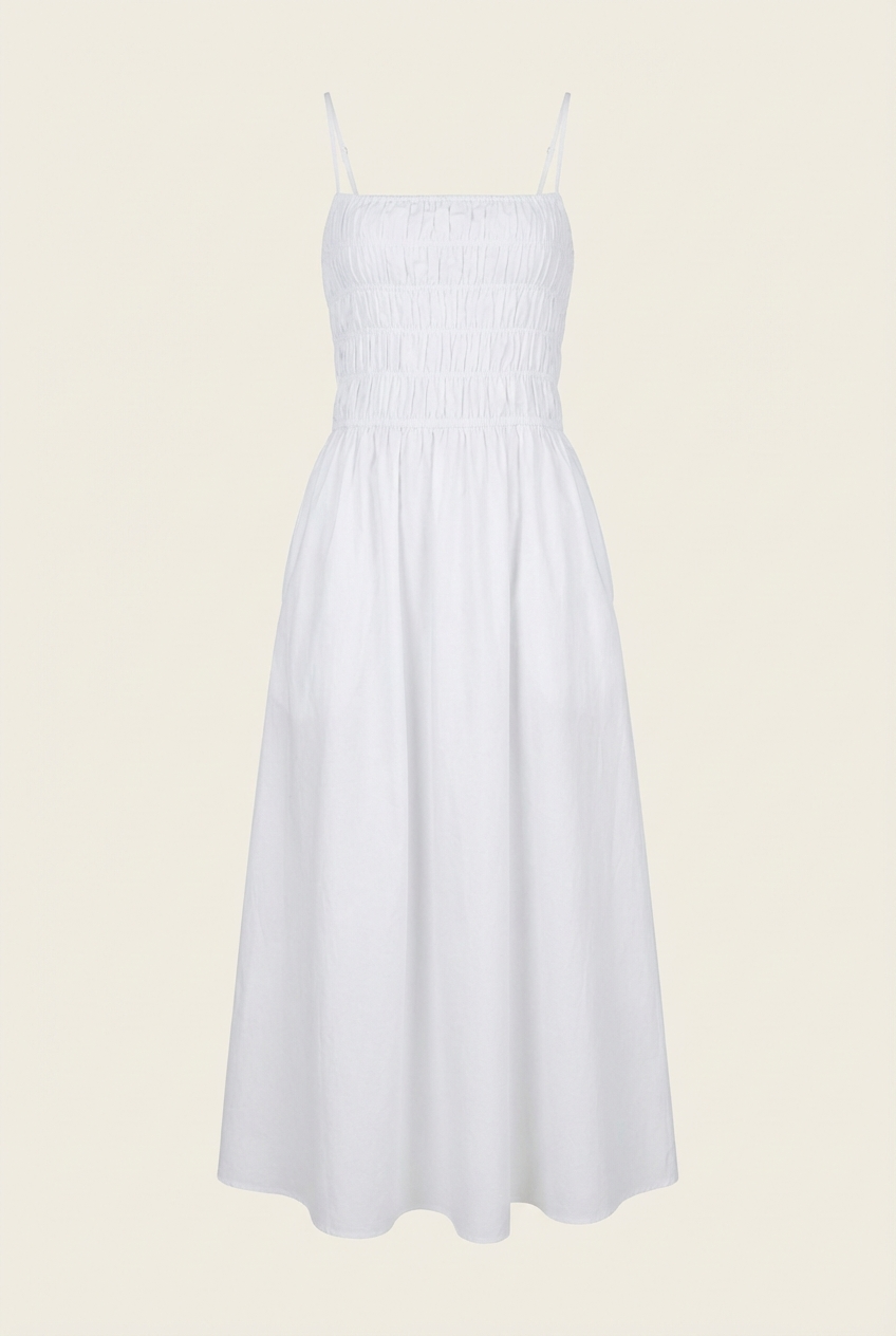 Delta Midi Dress Optic White - Front