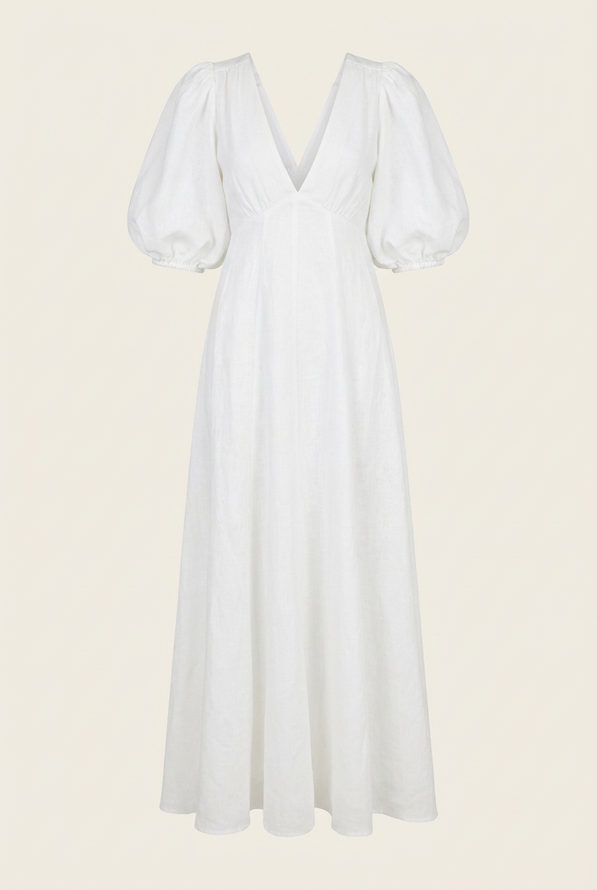 Aisle Linen Backless Long Dress - Front