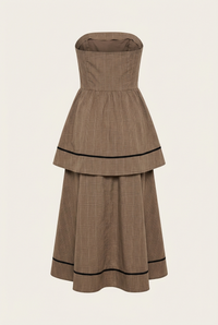 Strapless Midi Dress in Coco Check - Front