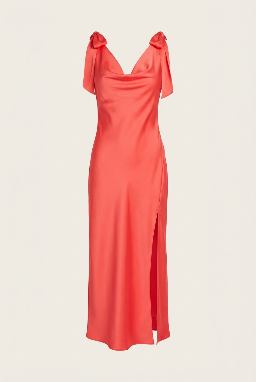 Allexina Satin Midi Dress - Front