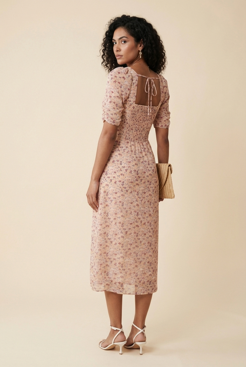 Floral Milkmaid Midi Dress - Model #4