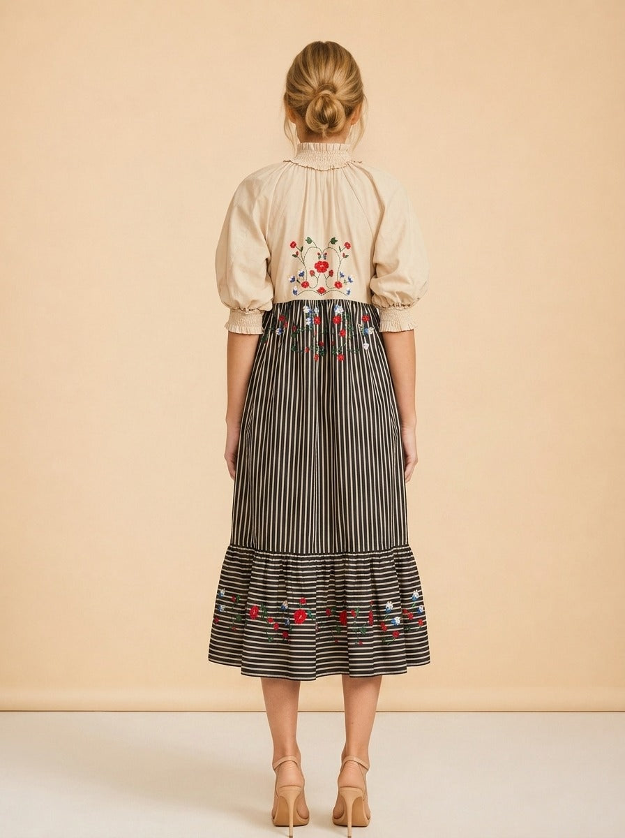 Eliza Embroidered Maxi Dress model_back