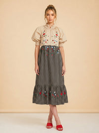 Eliza Embroidered Maxi Dress model_front