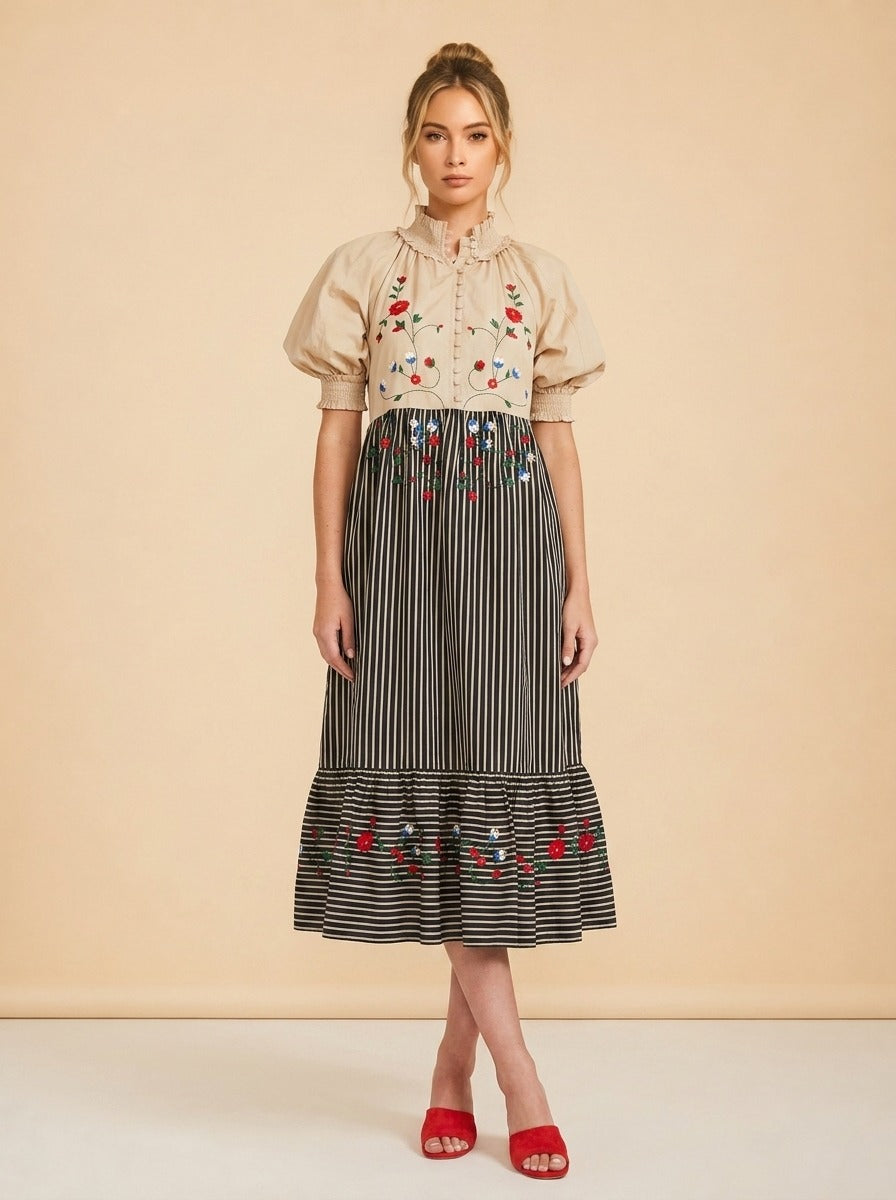 Eliza Embroidered Maxi Dress model_front