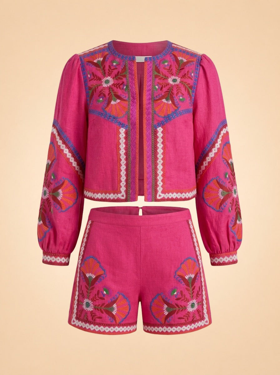 Embroidered Linen Set