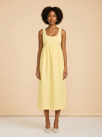 EMILY DRESS IN SOFT BUTTER YELLOW model_front