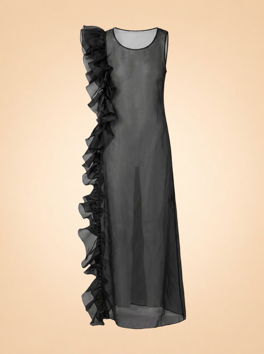 Exclusive Bea Ruffled Sheer Maxi Dress ghost_back