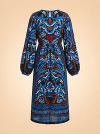 Farm Rio Long-Sleeve Midi Dress ghost_back
