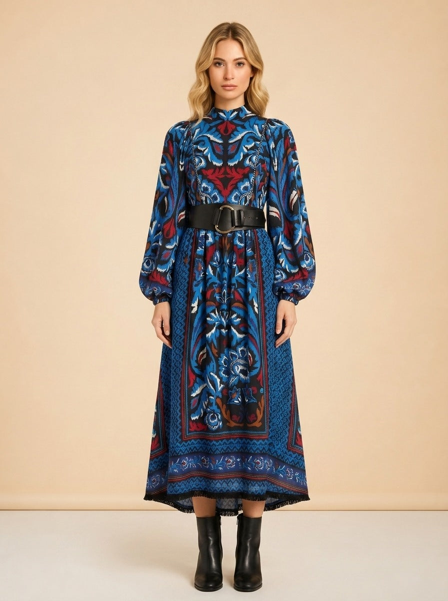 Farm Rio Long-Sleeve Midi Dress model_front