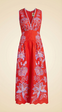Farm Rio Porcelain Garden Linen Midi-Dress