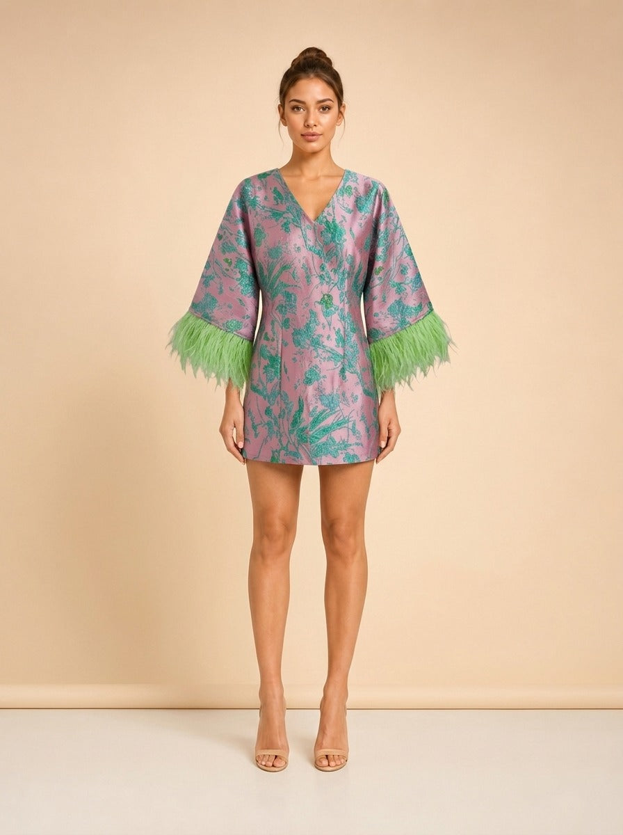 Feathered Mini Dress