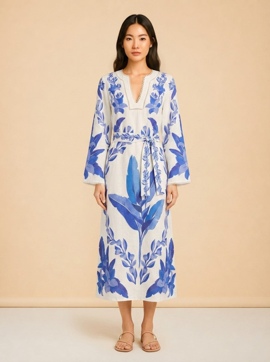 Floral Midi Tie Dress