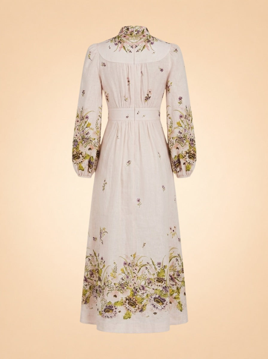 Floral Print Linen Dress ghost_back