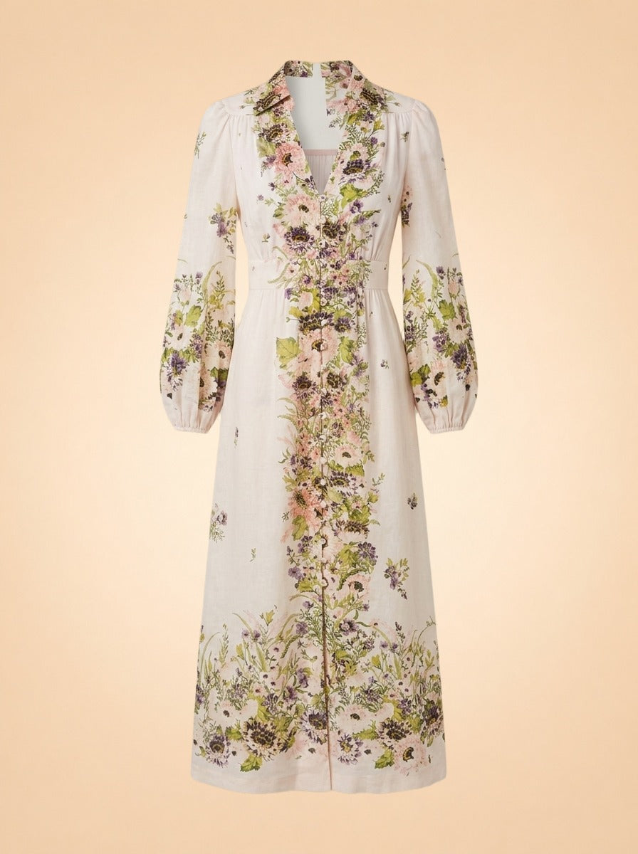 Floral Print Linen Dress ghost_front