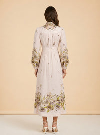 Floral Print Linen Dress model_back
