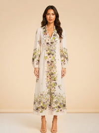 Floral Print Linen Dress model_front