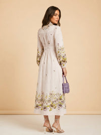 Floral Print Linen Dress model_over_shoulder