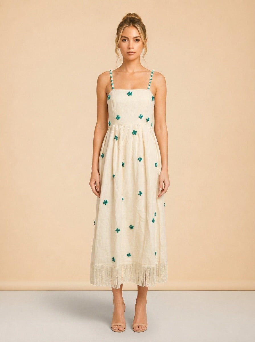 Floral Print Midi Length Dress w/ Tags model_front