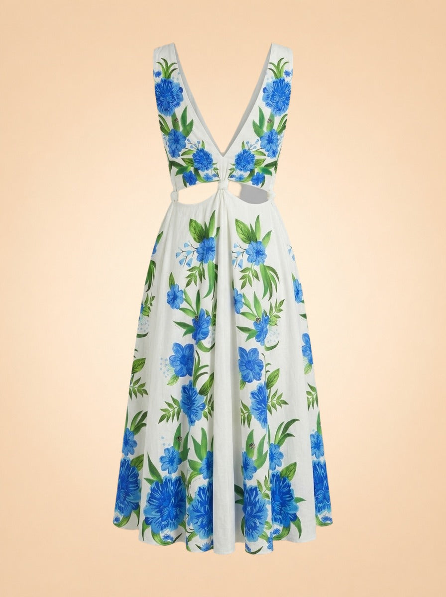 Floral Print Midi Length Dress