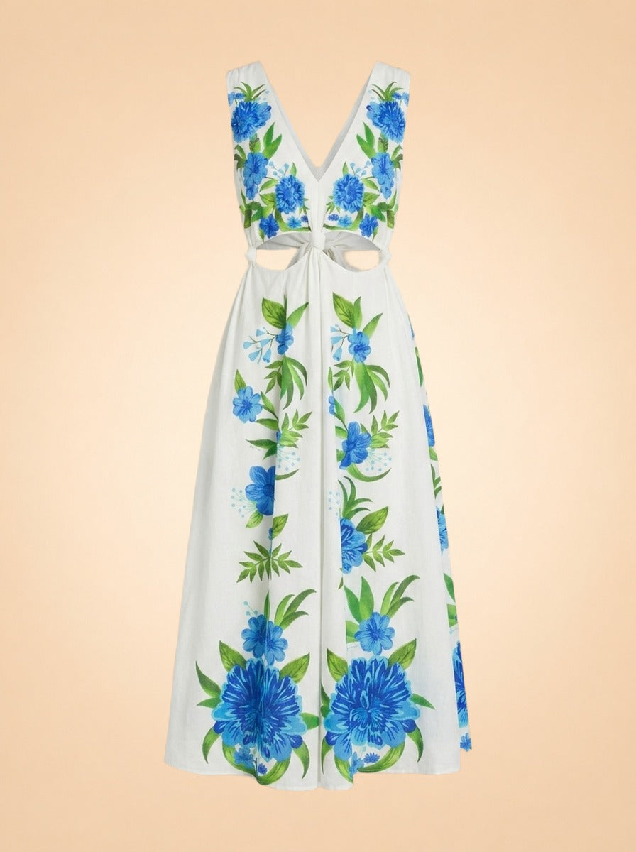 Floral Print Midi Length Dress