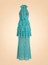 Gaia Tiered Lace Maxi Halter Dress — Third Form