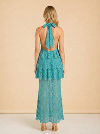 Gaia Tiered Lace Maxi Halter Dress — Third Form