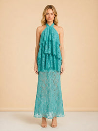 Gaia Tiered Lace Maxi Halter Dress — Third Form