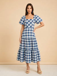 Gingham Cassidy Puff Sleeve Maxi Dress model_front