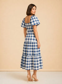 Gingham Cassidy Puff Sleeve Maxi Dress model_over_shoulder