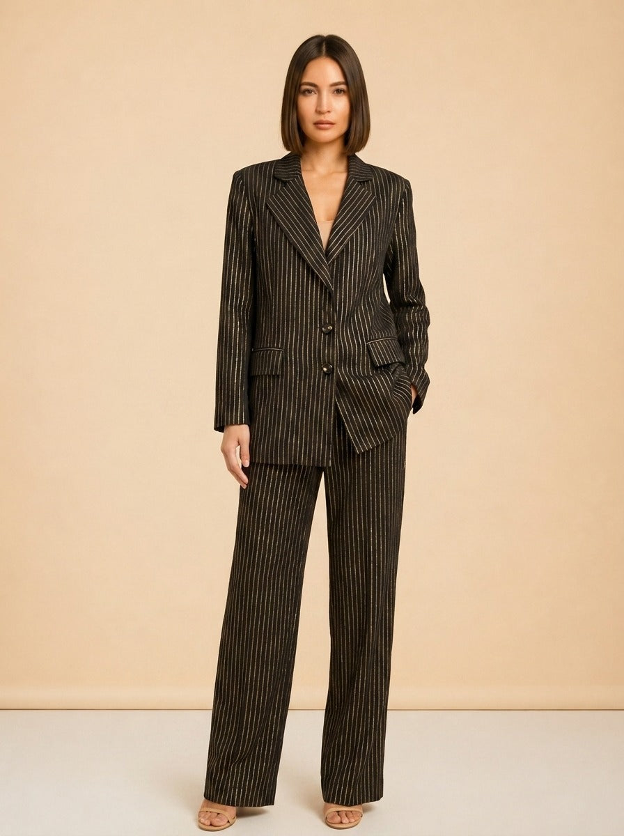 Gold and Navy Blazer Set model_front