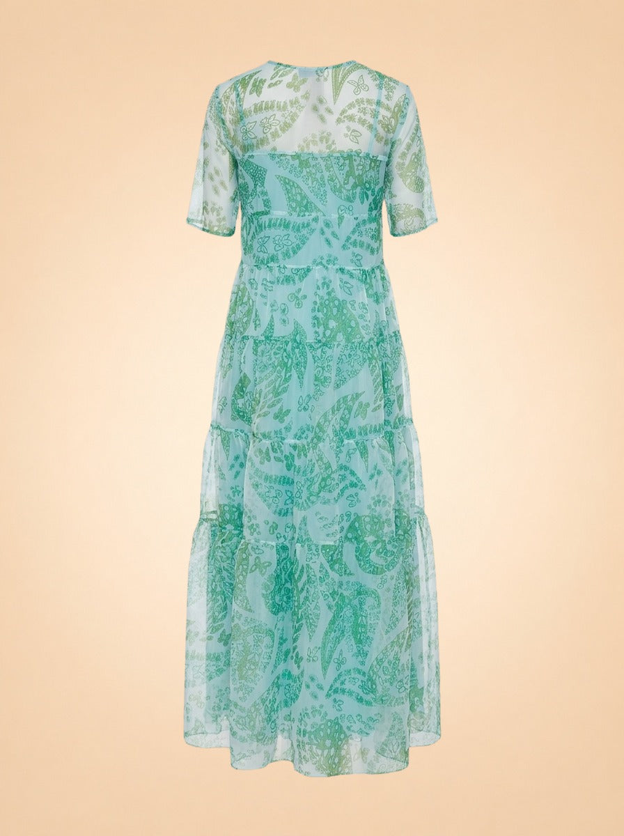 Green Paisley Floral Dress ghost_back