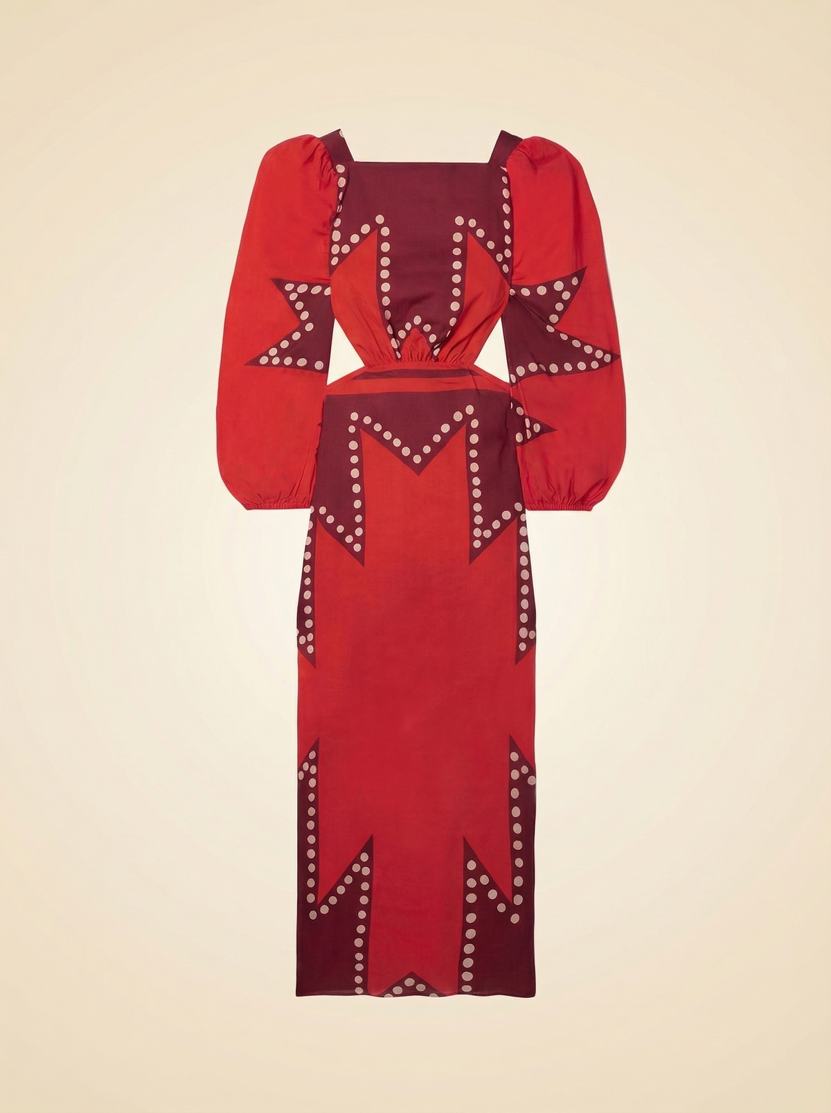Mar Color de Vino Cutout Printed Cotton-Voile Midi Dress