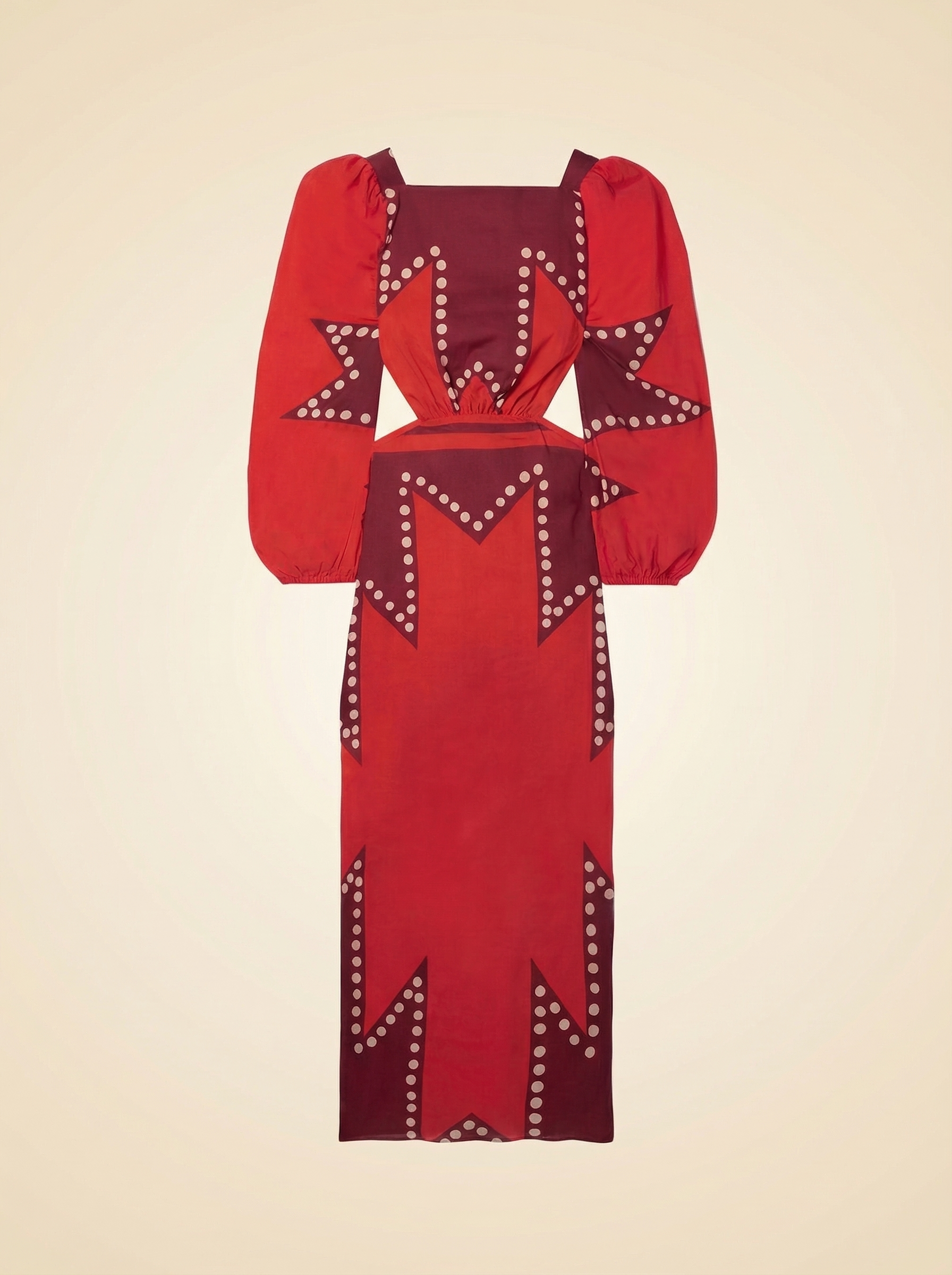 Mar Color de Vino Cutout Printed Cotton-Voile Midi Dress