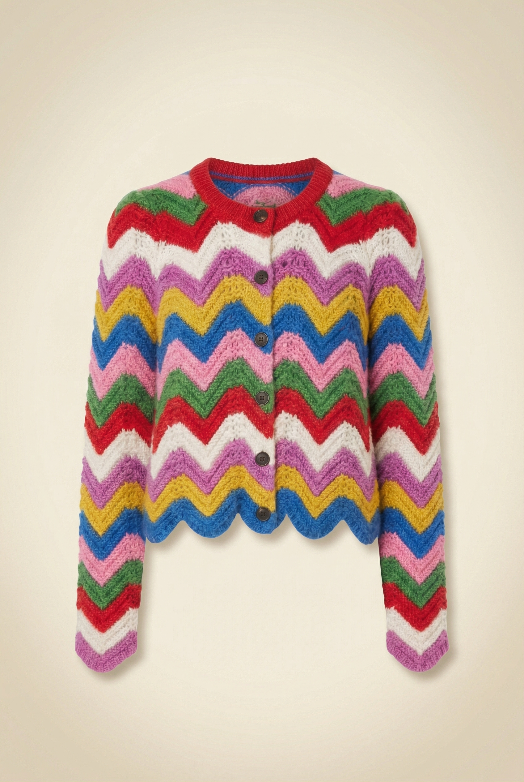 Blue Chunky Chevron Knitted Jacket