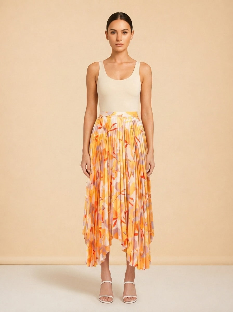 Hooper Pleated Asymmetrical Skirt
